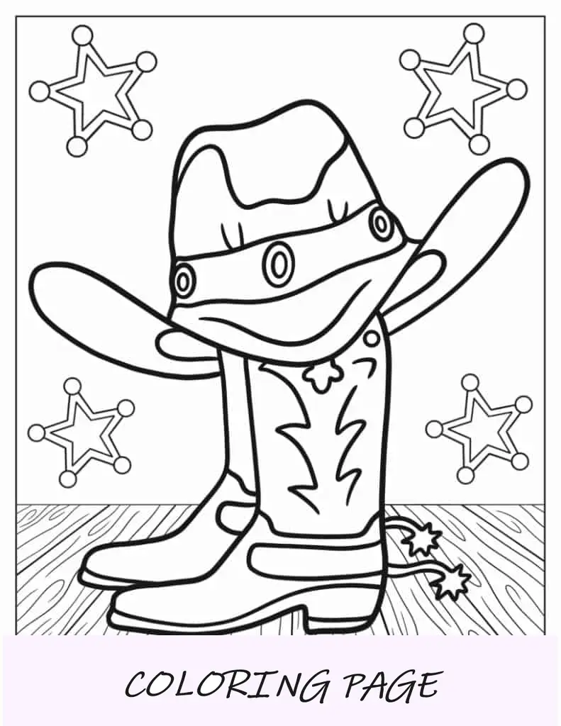 Folha para colorir de cowboy feminina no salão