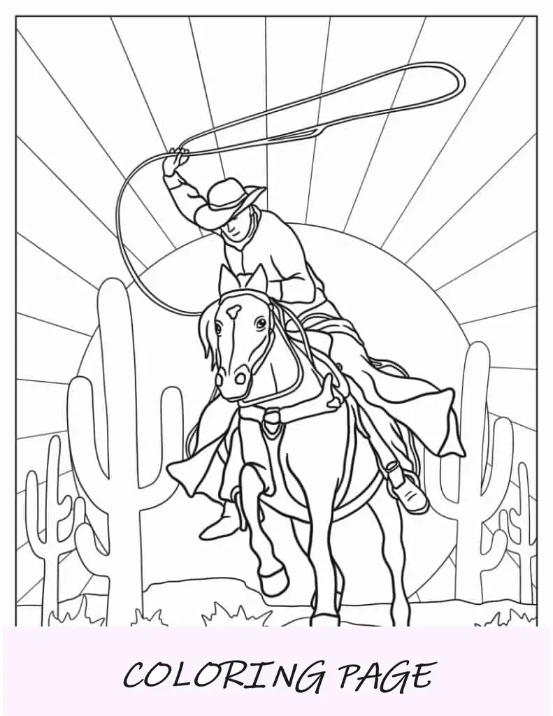 Folha para colorir de Chibi Cowboy para crianças em idade pré-escolar