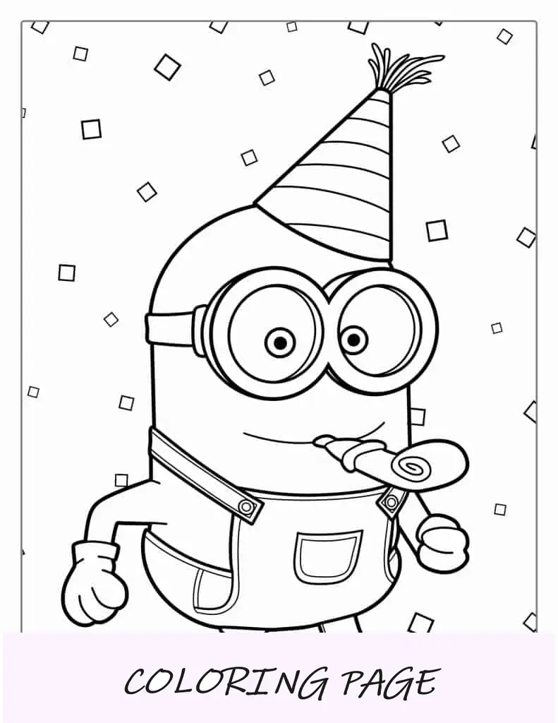 Página para colorir Feliz Nascimento Minion Bob