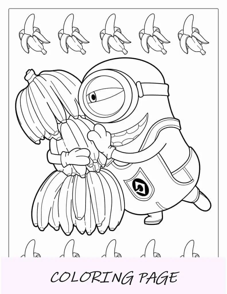 Página para colorir Minion Banana para crianças
