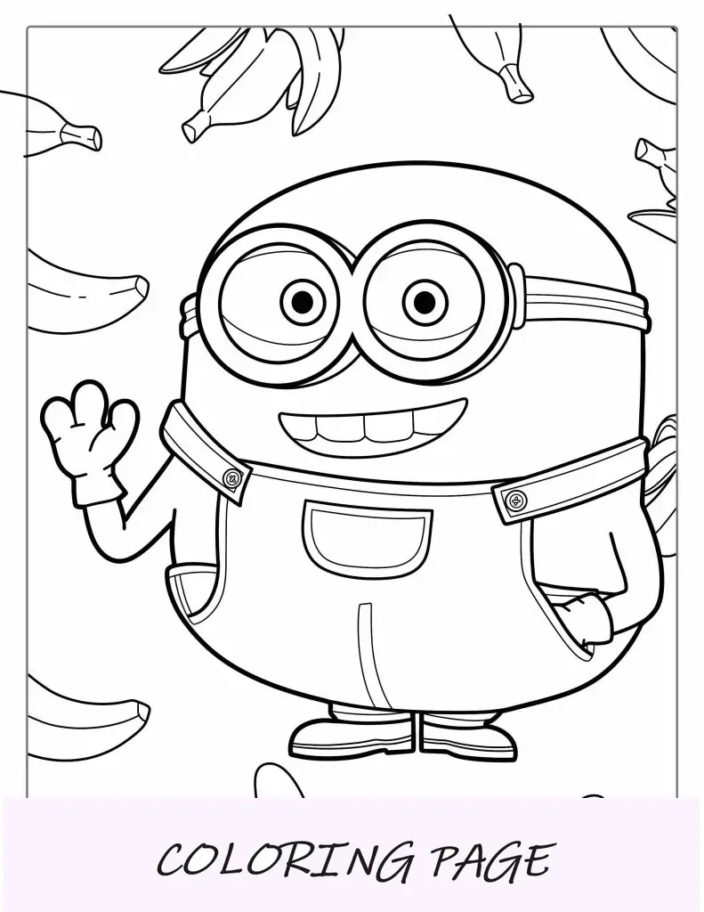 Minion Bob com fundo de banana para colorir