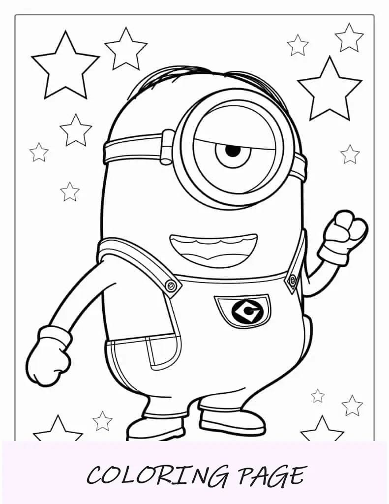 Página para colorir Minion Kevin dançando
