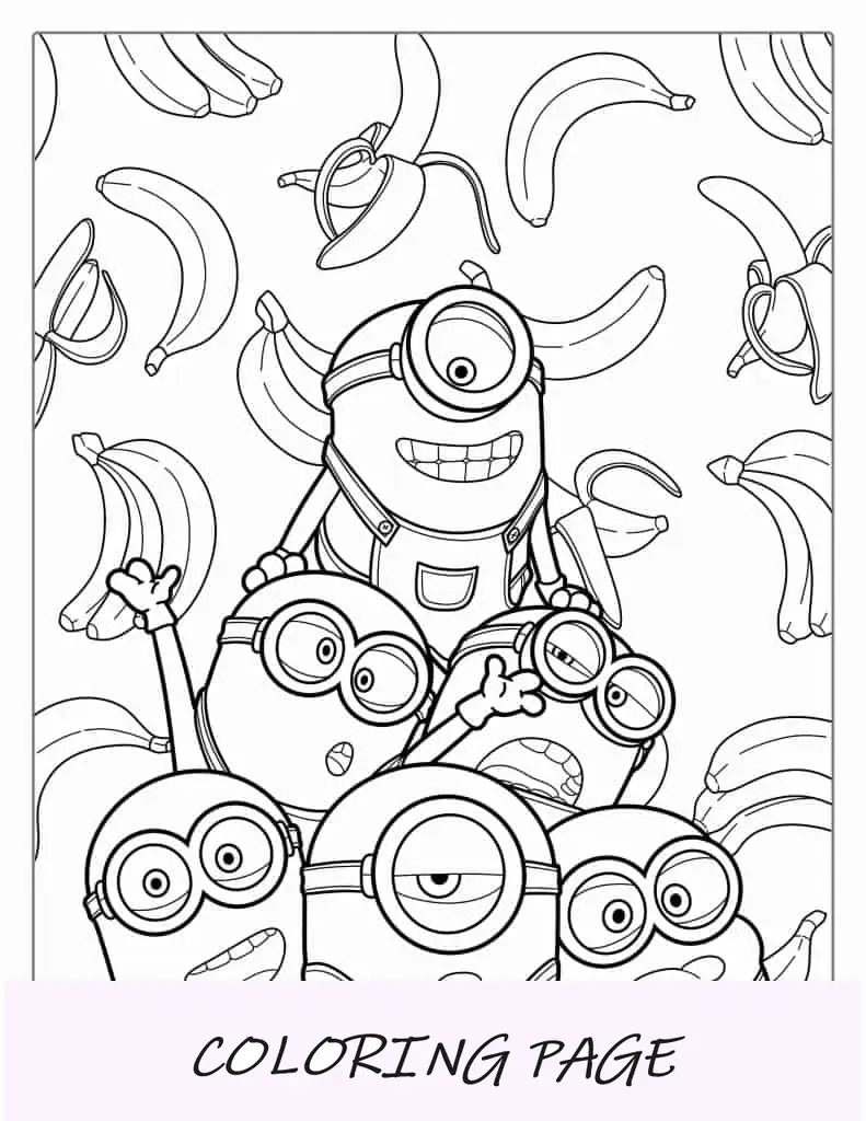 Minions escalando uns sobre os outros para colorir