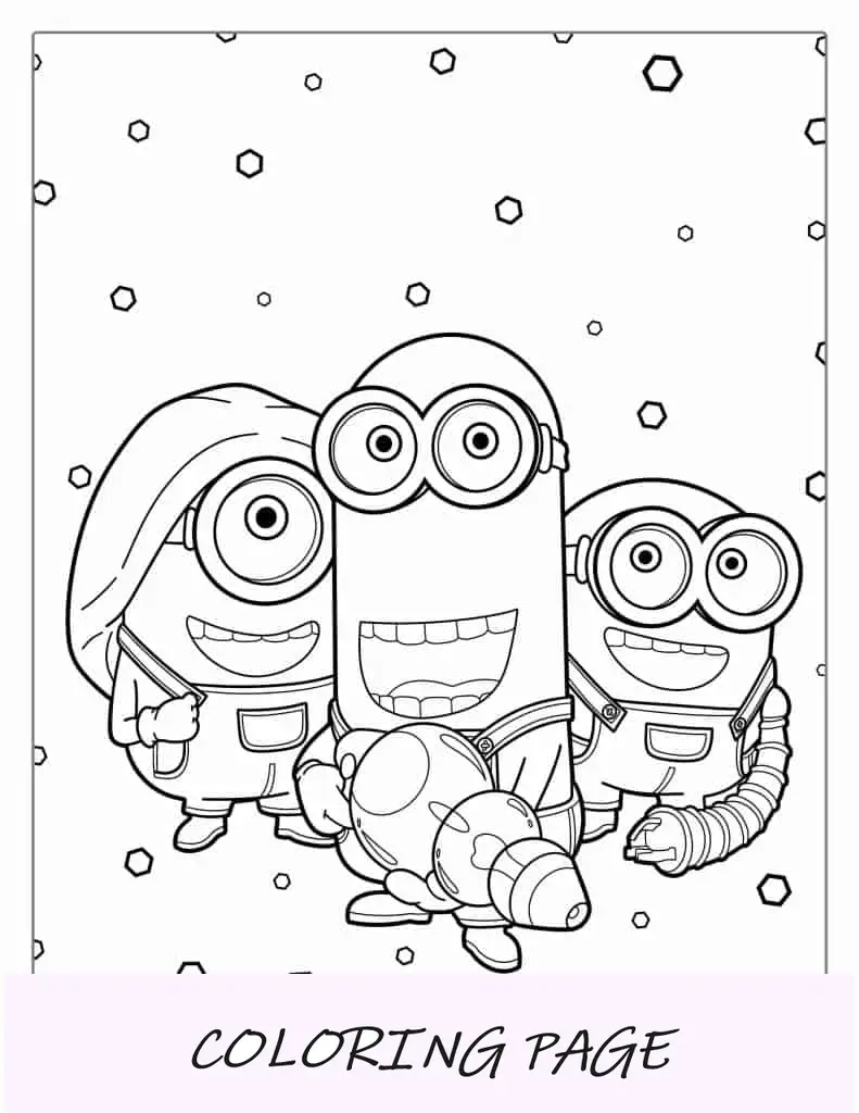 Página para colorir de Minions brincalhões para crianças em idade pré-escolar