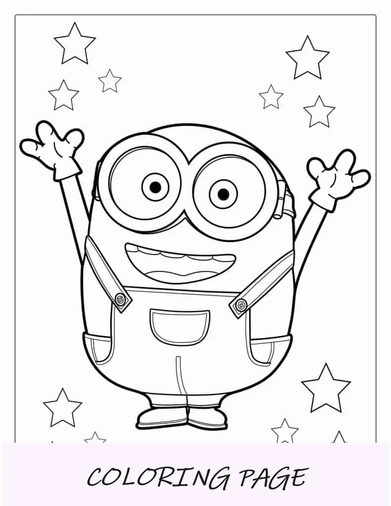 Esboço simples de Minion Bob para colorir