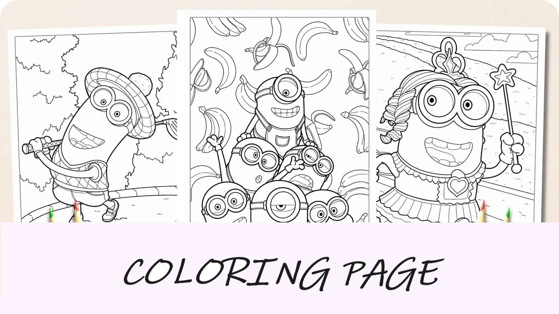 Imagem em destaque de páginas para colorir de Minions