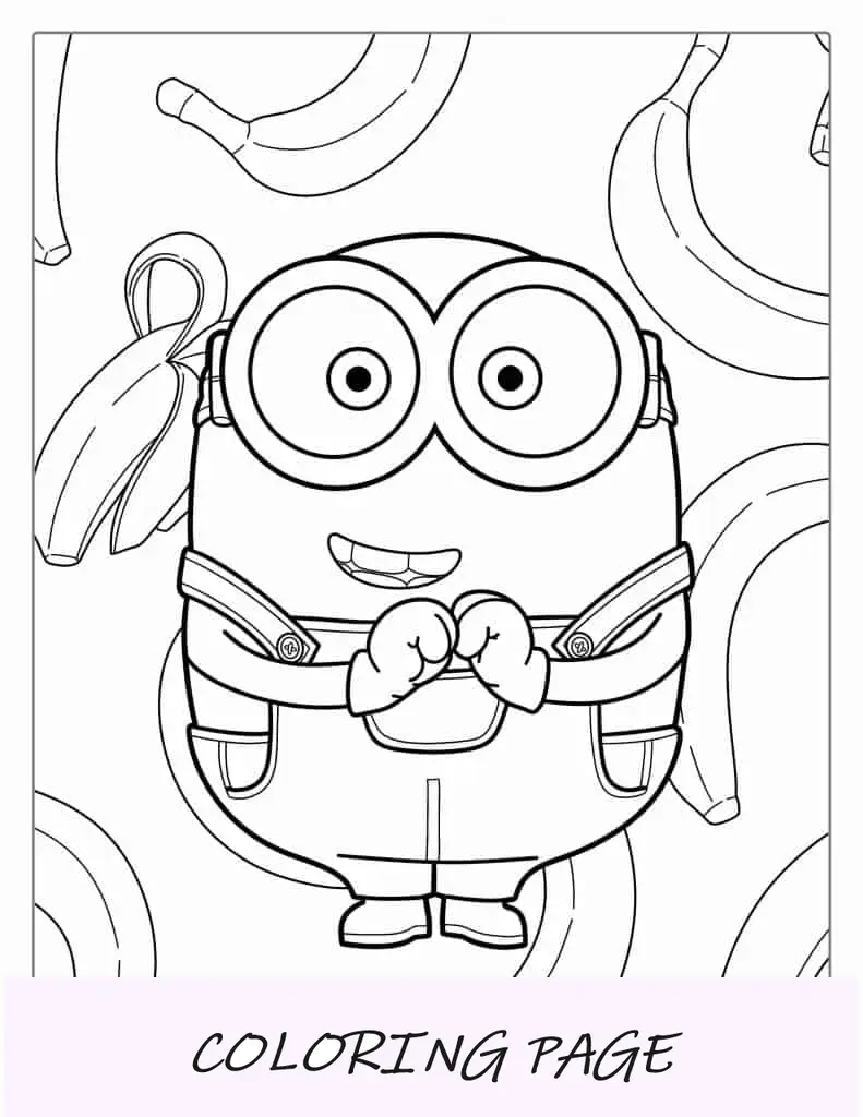 Minion Bob fofo com bananas para colorir