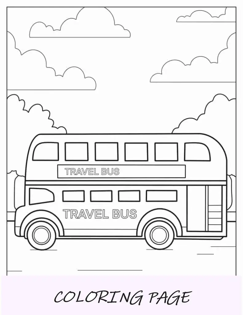 Página para colorir de ônibus de dois andares