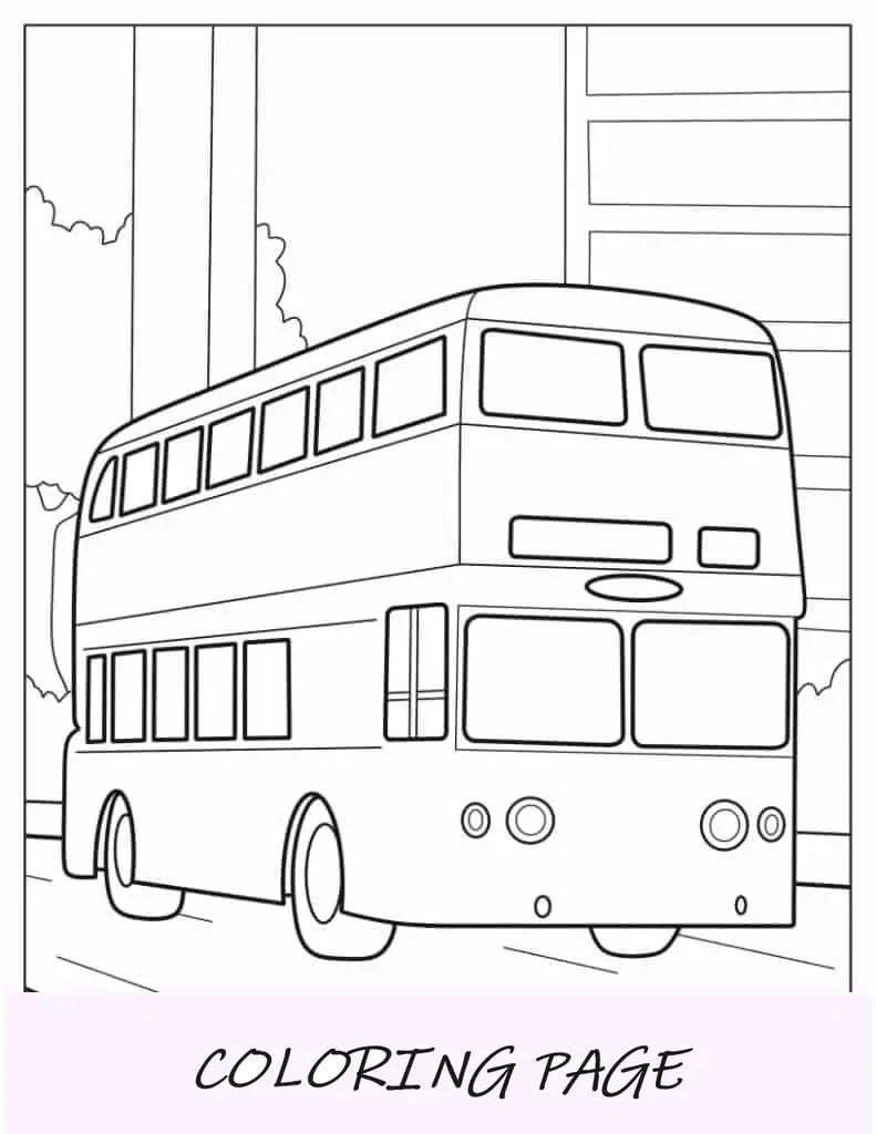 Página para colorir de ônibus de dois andares