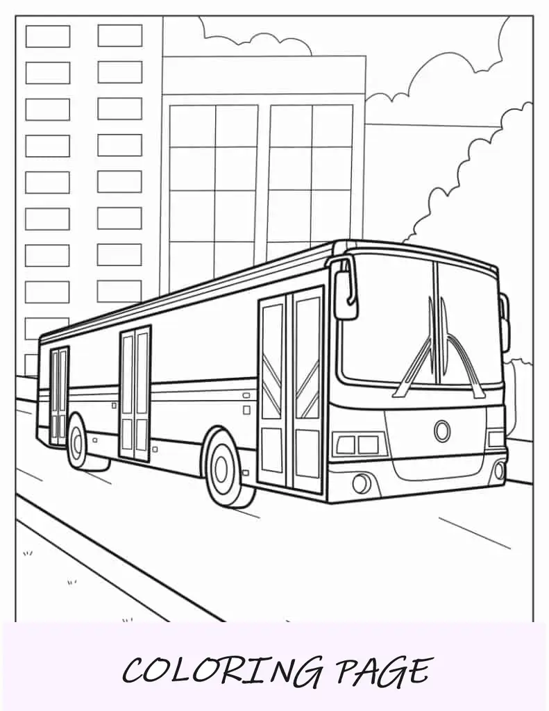 Página para colorir de ônibus de transporte público