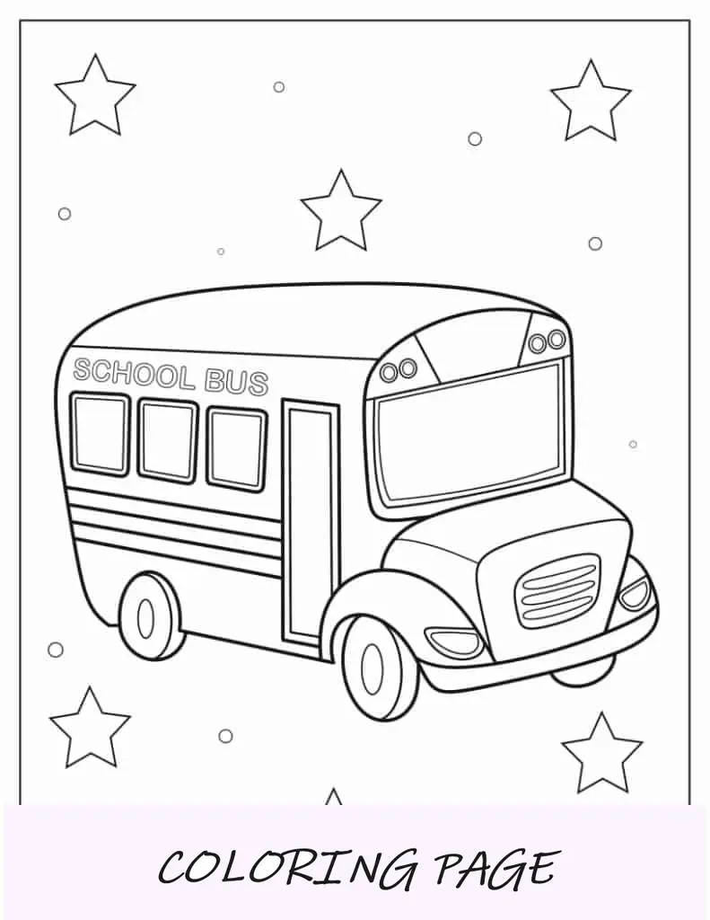 Folha para colorir de mini ônibus escolar fofo