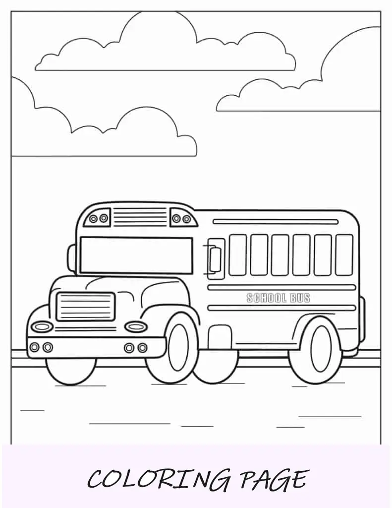 Folha para colorir de ônibus escolar tradicional