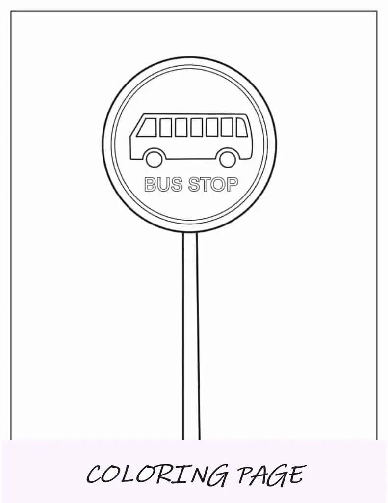Sinal de parada de ônibus para colorir