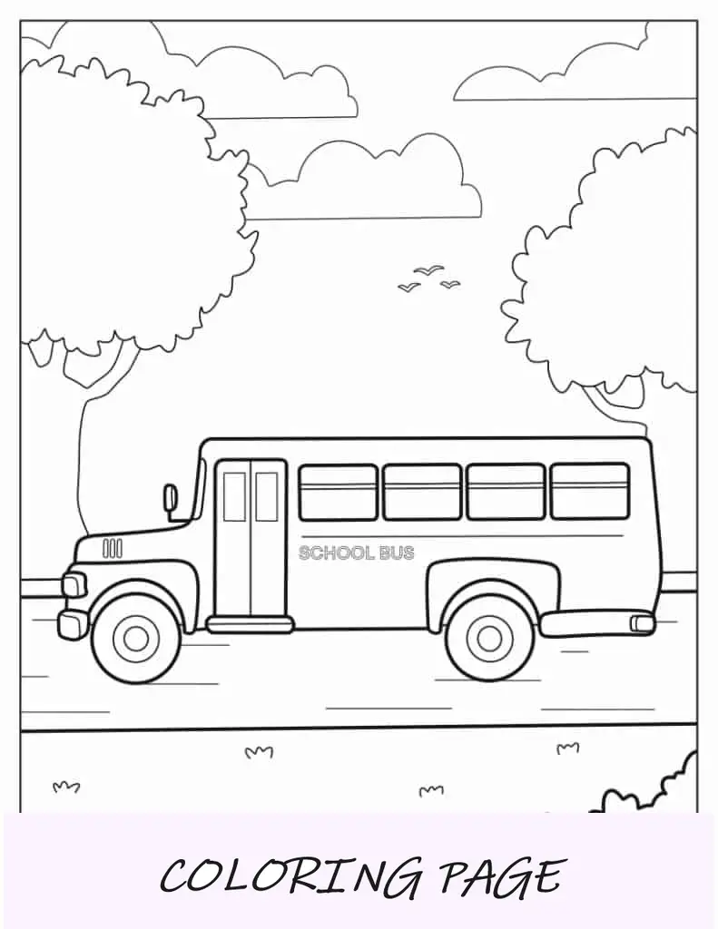 Ônibus escolar dirigindo na estrada