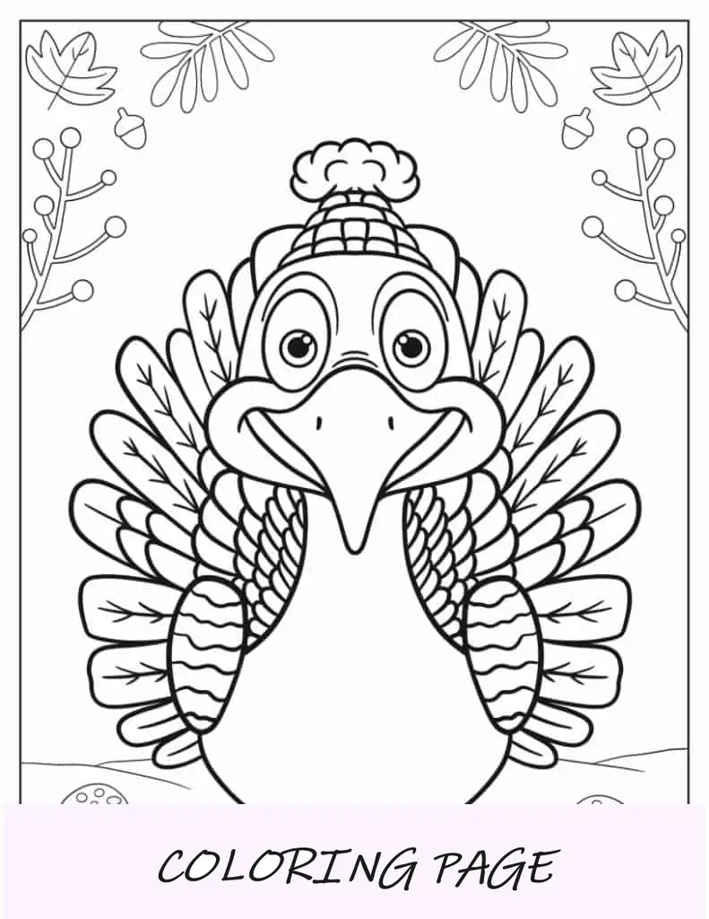Tacchino carino che indossa un berretto da colorare per bambini