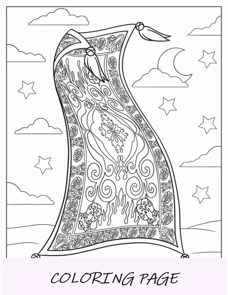 Tapete mágico de Aladdin para colorir