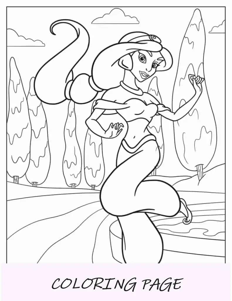 Dançando Princesa Jasmine para colorir