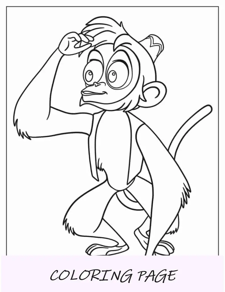 Abu, o macaco de Aladdin para colorir