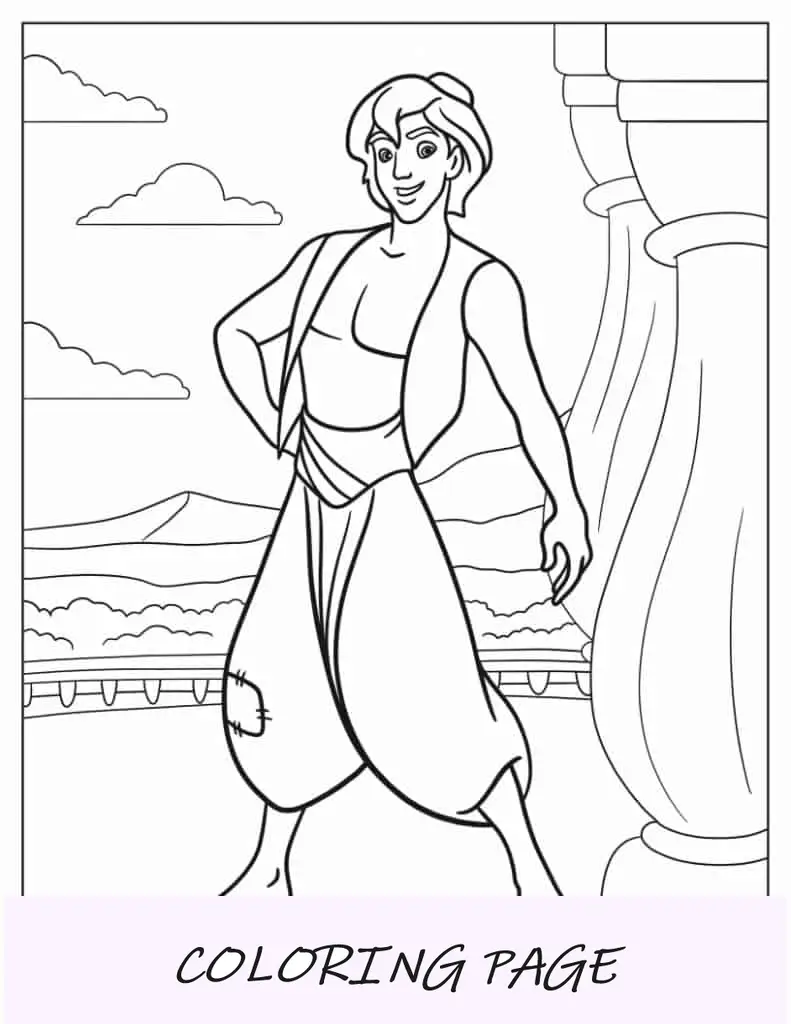 Folha para colorir de Aladdin (Príncipe Ali) para crianças