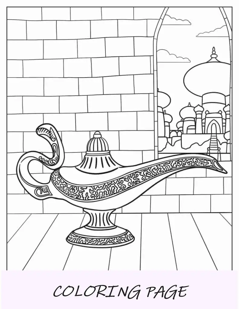 Lâmpada mágica de Aladdin para colorir