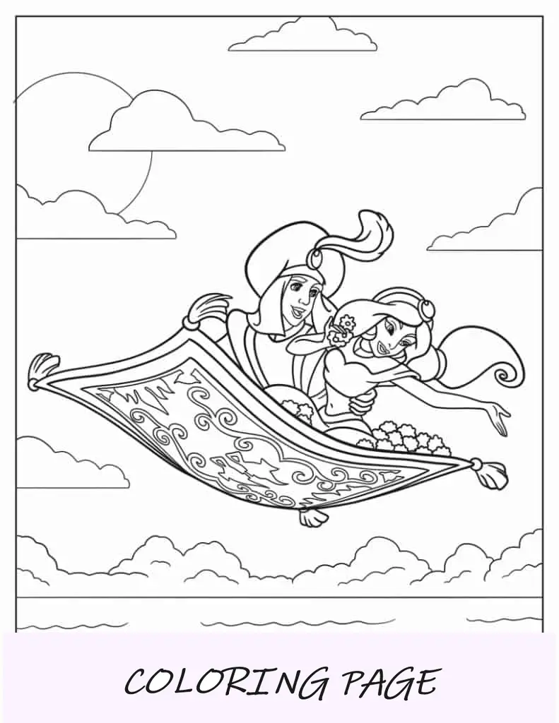 Jasmine e Aladdin no tapete mágico