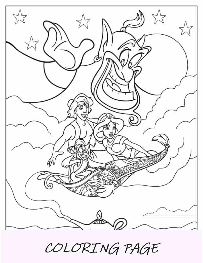 Página para colorir do filme Aladdin