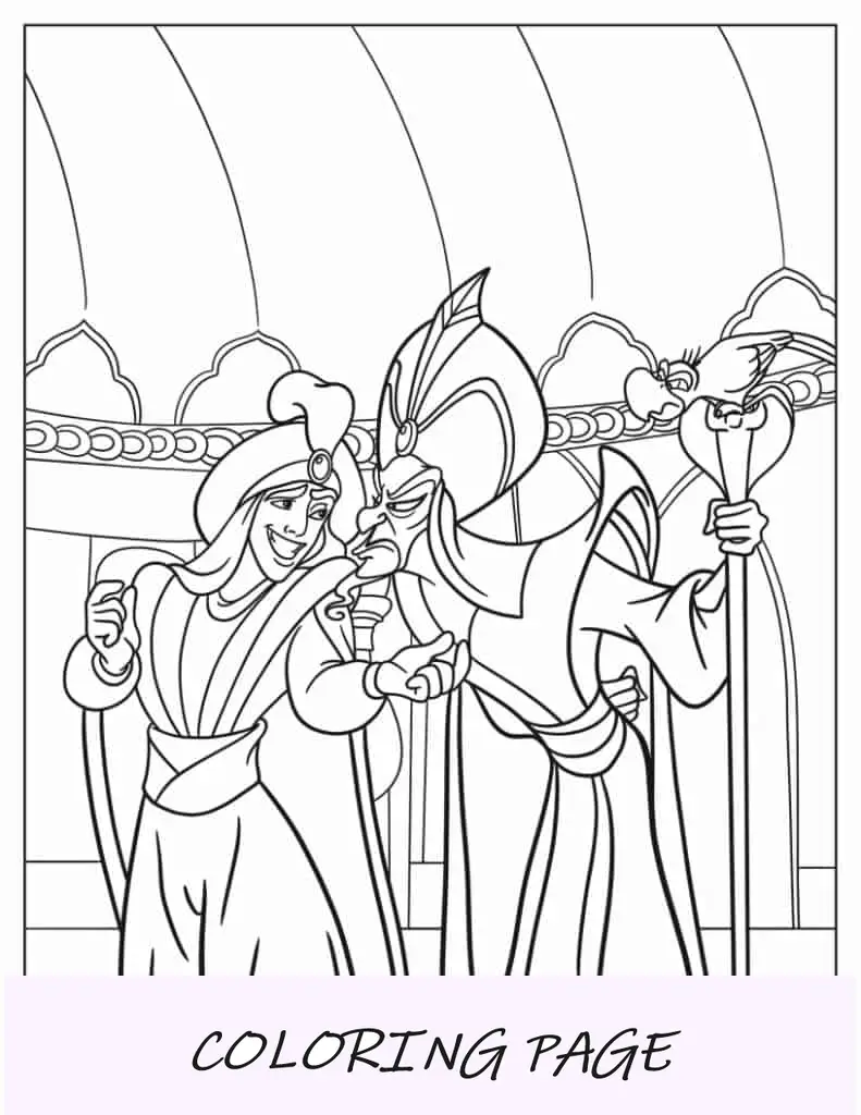 Príncipe Ali provocando Jafar para colorir