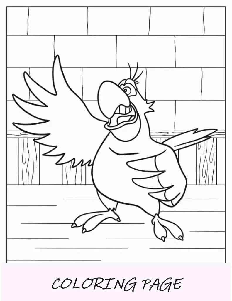 Folha para colorir Iago, o papagaio