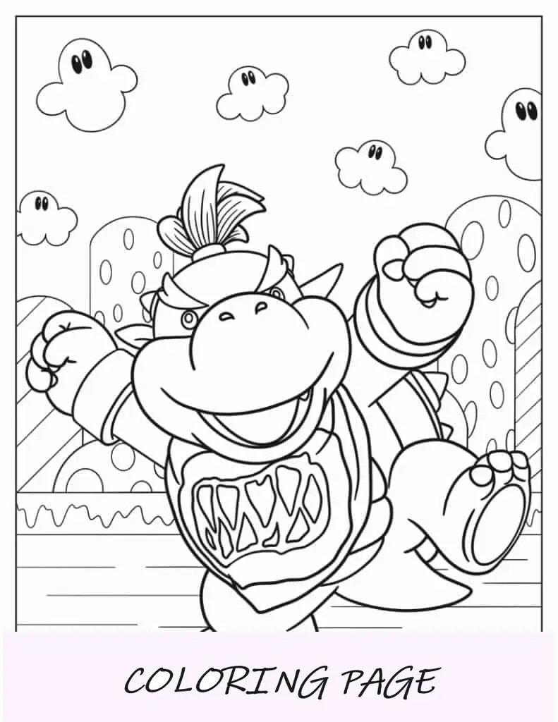 Página para colorir de bebê fofo Bowser para crianças