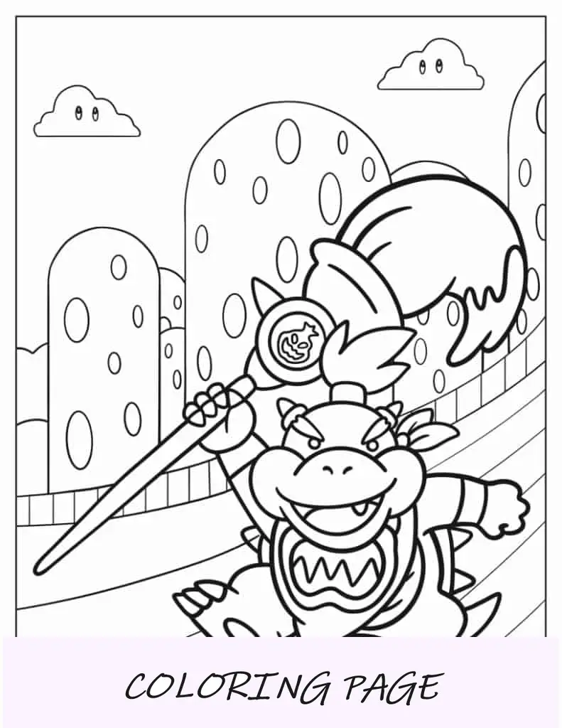 Bowser de papel para bebê para colorir