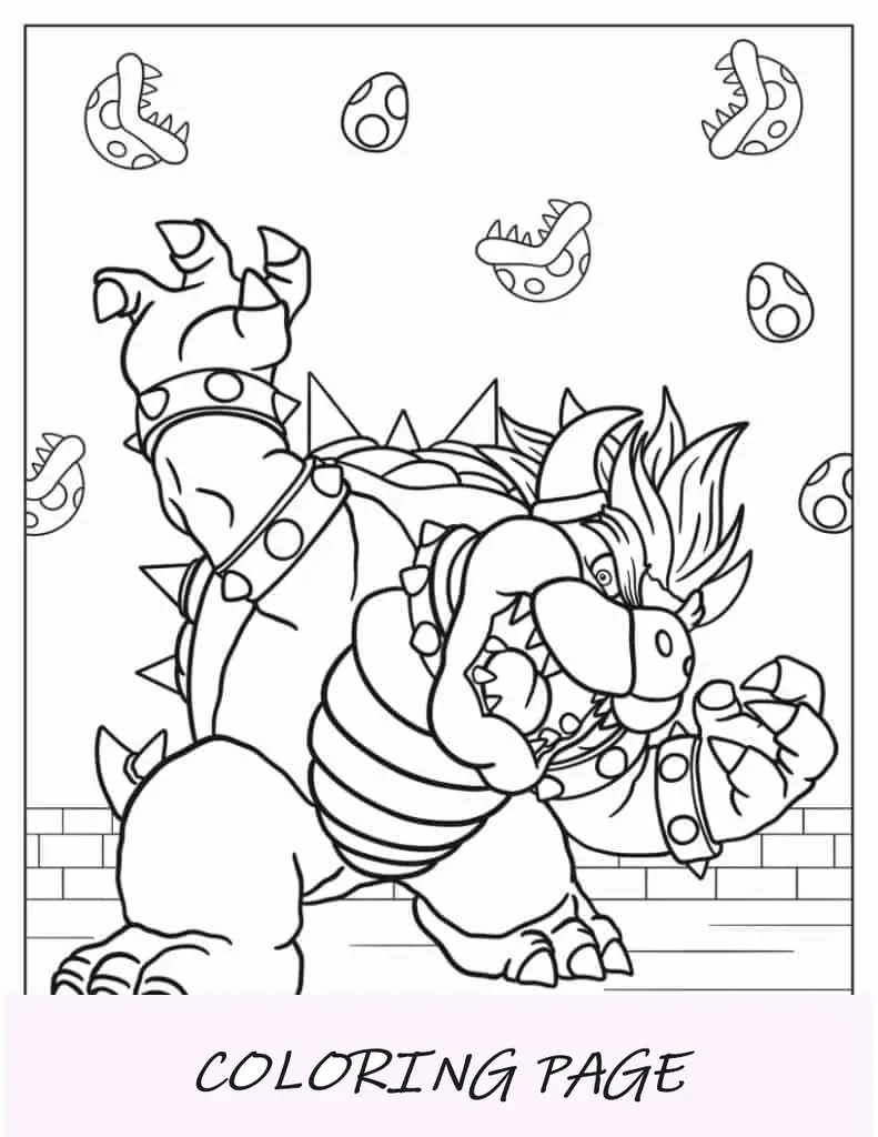 Bowser com aparência irritada para colorir