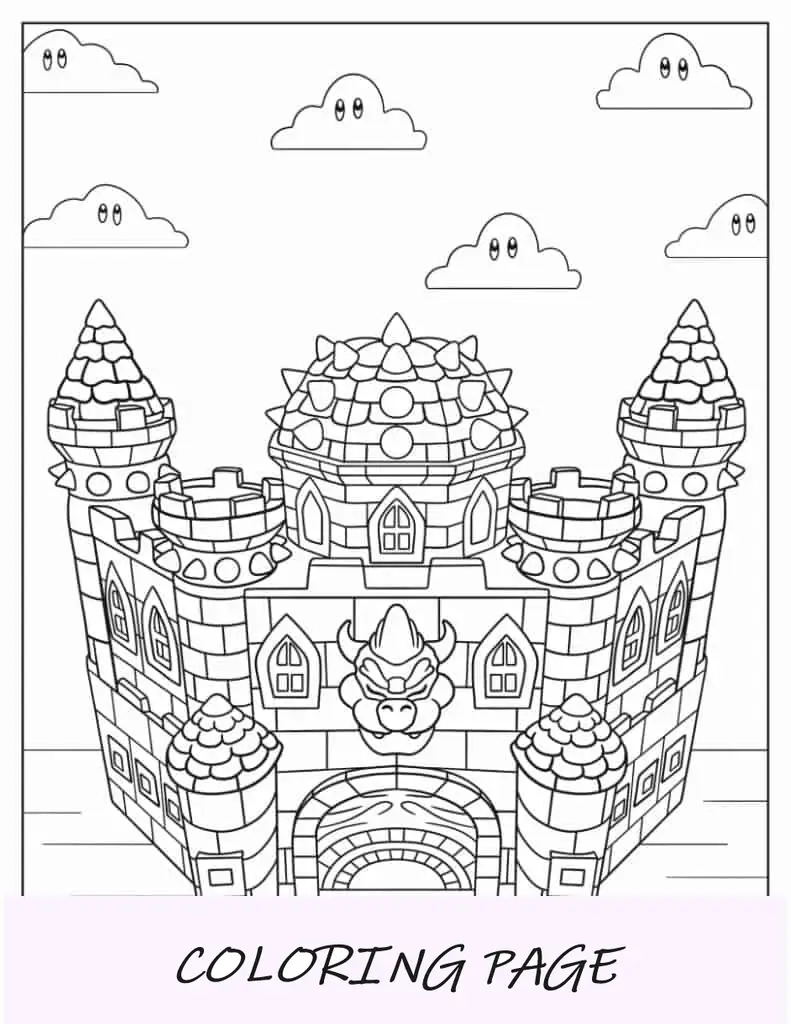 Castelo Bowsers para colorir