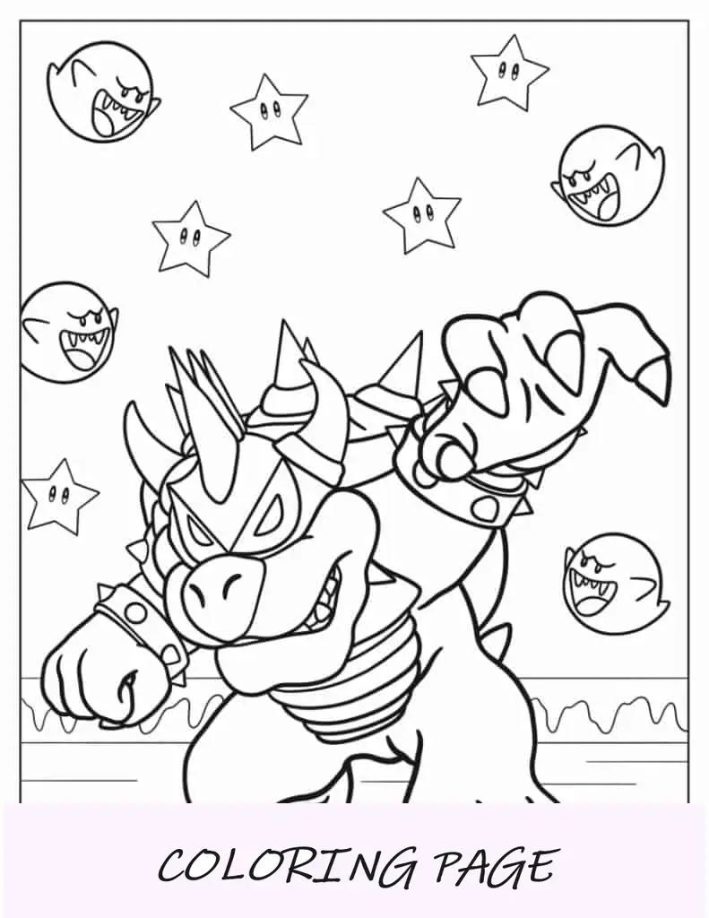 Página para colorir de Bowser escuro