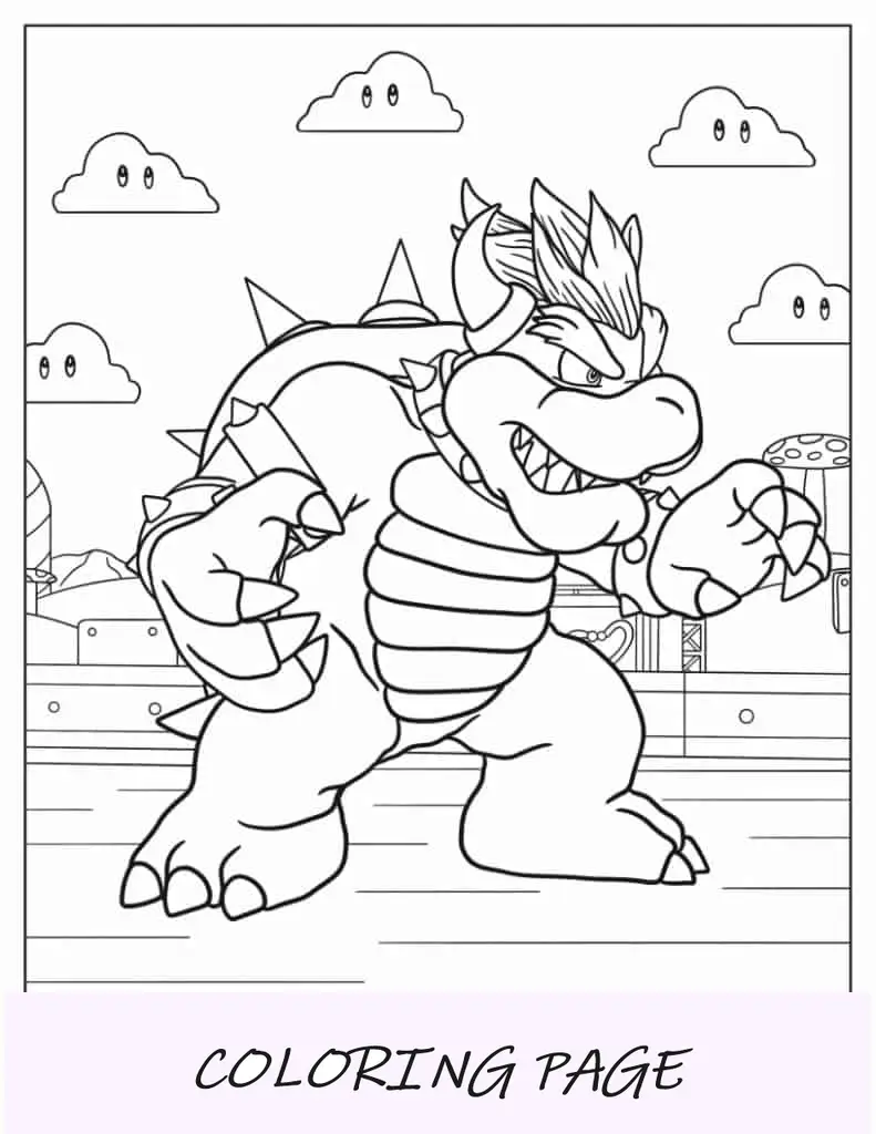 Folha para colorir Bowser para crianças