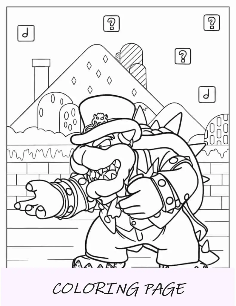 Bowser vestido com terno de casamento