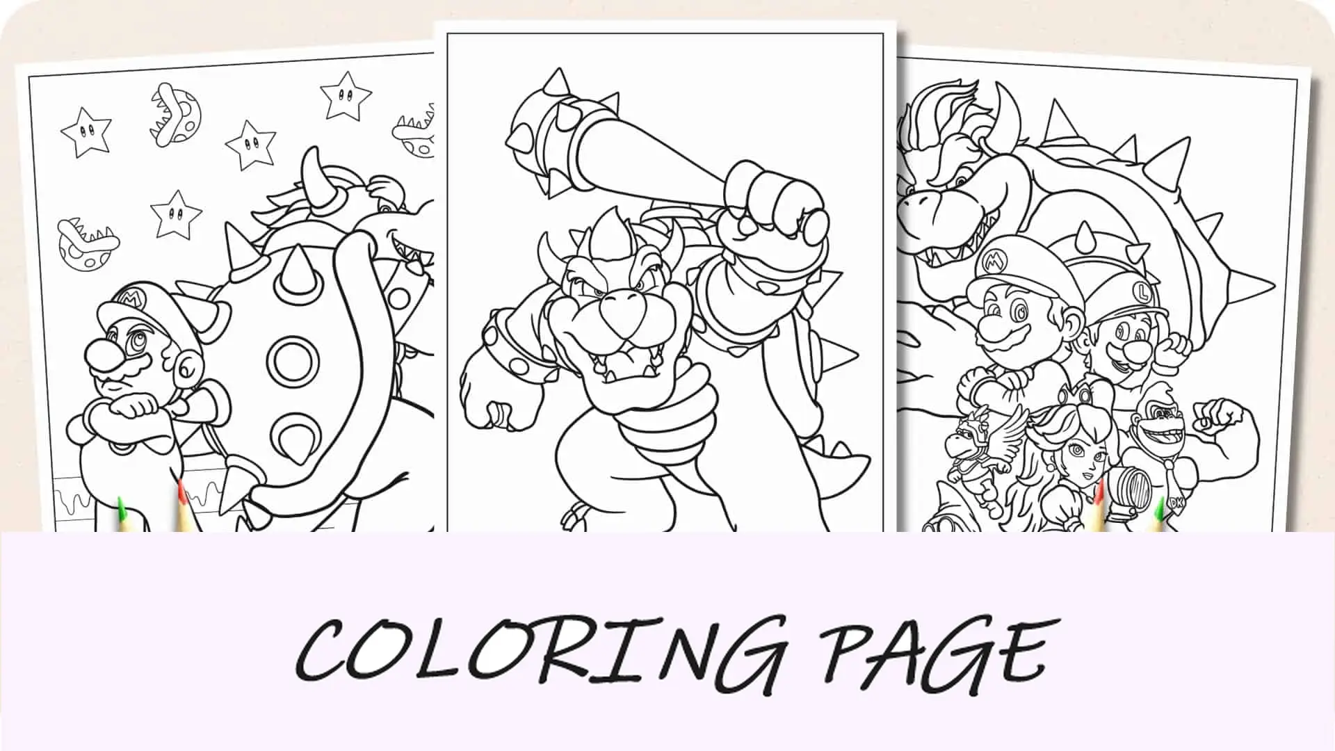 Imagem em destaque das páginas para colorir do Bowser