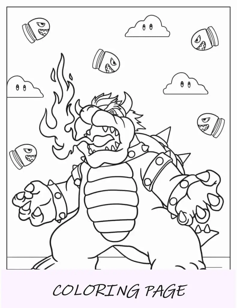 Bowser cuspidor de fogo para colorir