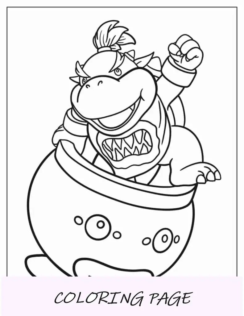 Folha para colorir fácil do Baby Bowser para crianças