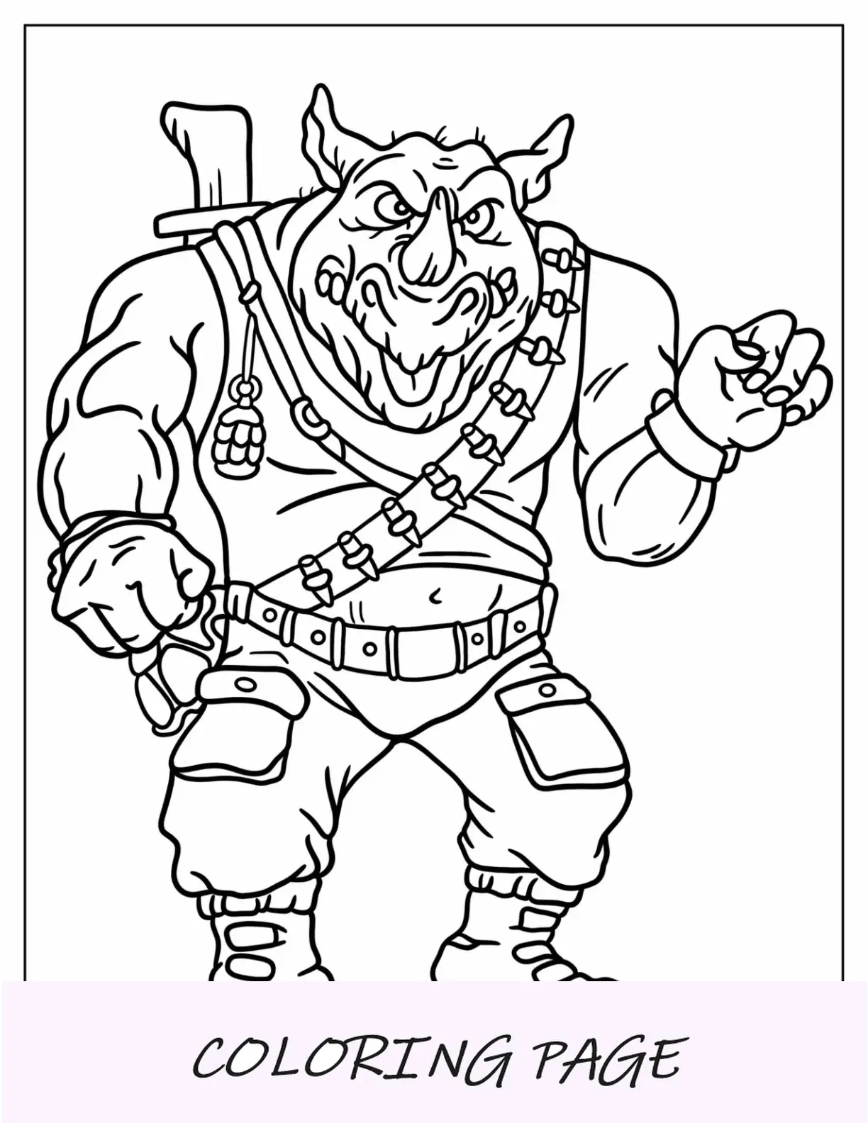 Pagina Para Colorear De Las Tortugas Ninja De Rocksteady Detallado