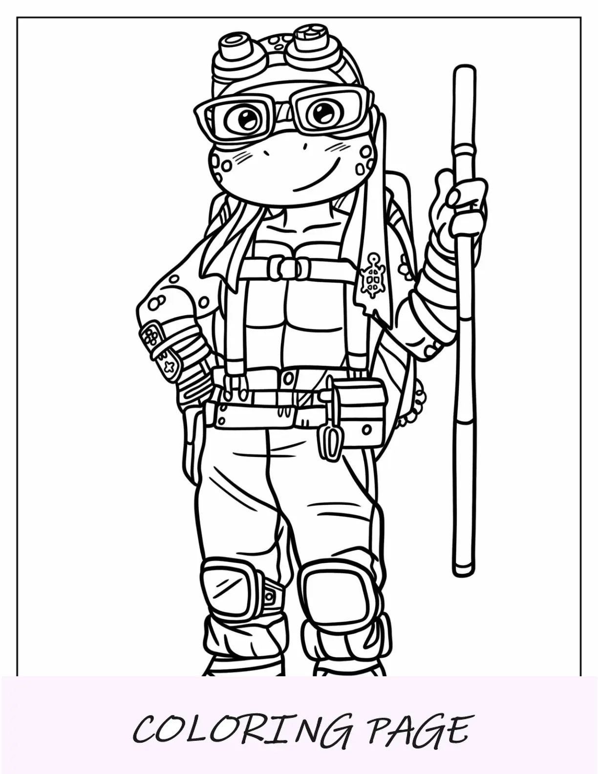 Dibujo para colorear de las Tortugas Ninja del joven Donatello sonriendo