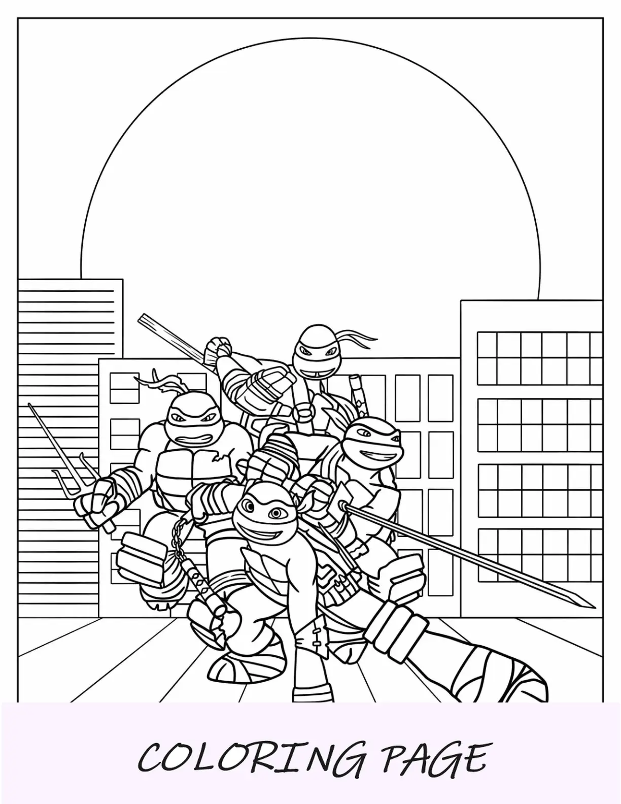Dibujo para colorear de las Tortugas Ninja mutantes adolescentes
