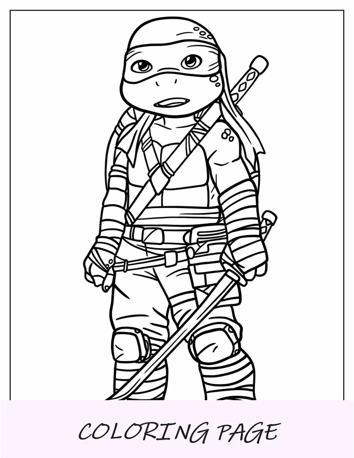 Dibujo para colorear de las Tortugas Ninja del joven Leonardo