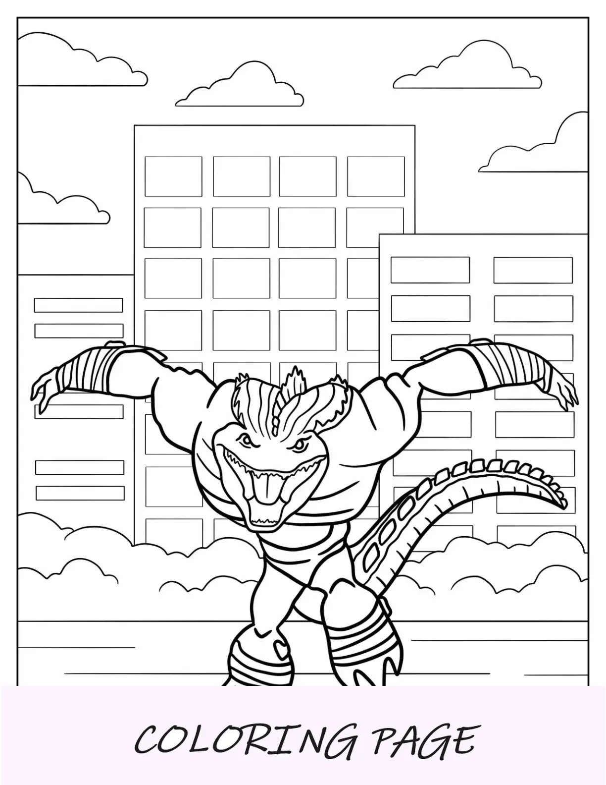 Página para colorear de las Tortugas Ninja de carga simple de Leatherhead