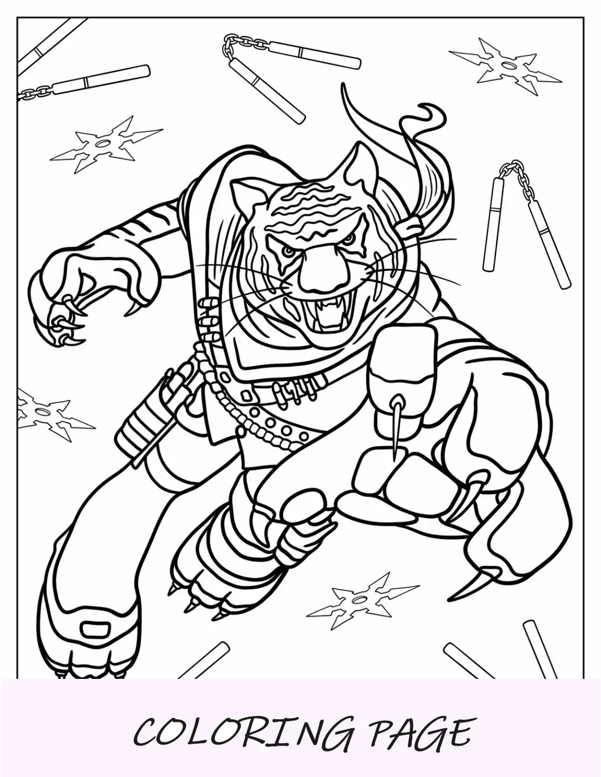 Dibujos Para Colorear De Tortugas Ninja De Garra De Tigre Atacando