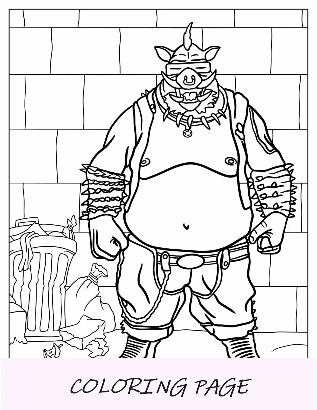 Página para colorear de las Tortugas Ninja de Scary Bepop