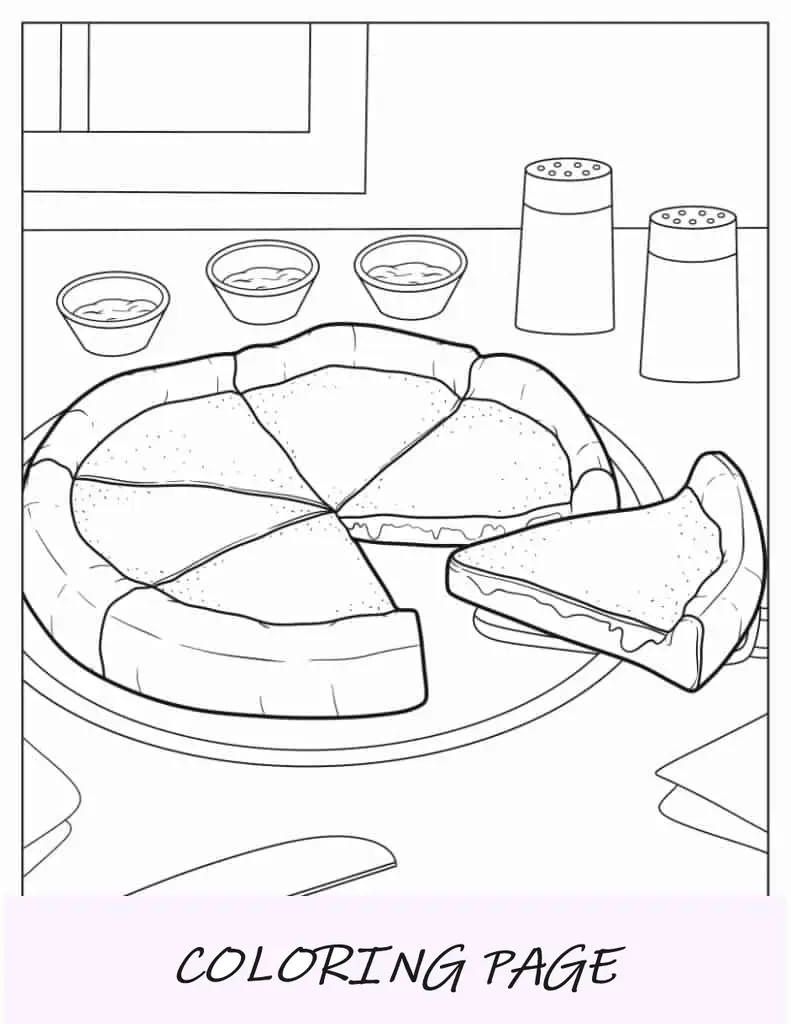 Página para colorir de pizza pan-americana profunda