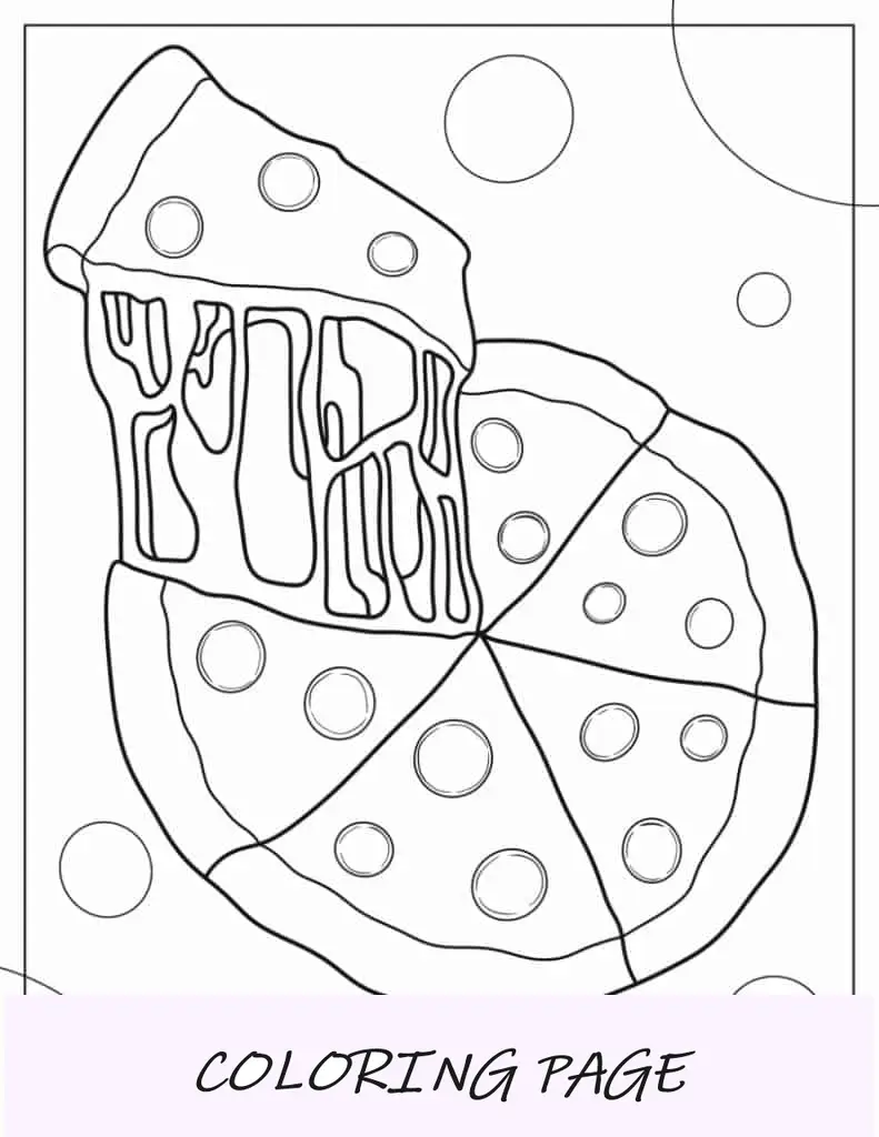 Pizza de calabresa com queijo derretido para colorir para crianças