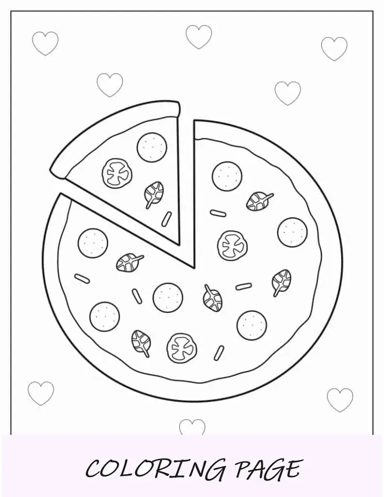 Esboço simples de uma pizza para crianças em idade pré-escolar