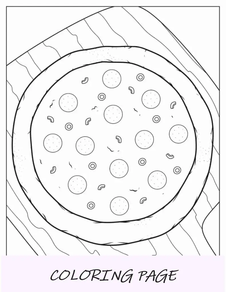 Página para colorir de pizza italiana autêntica
