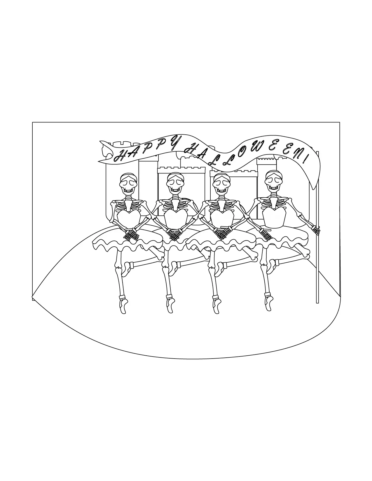 Skeleton Ballet Coloring Page